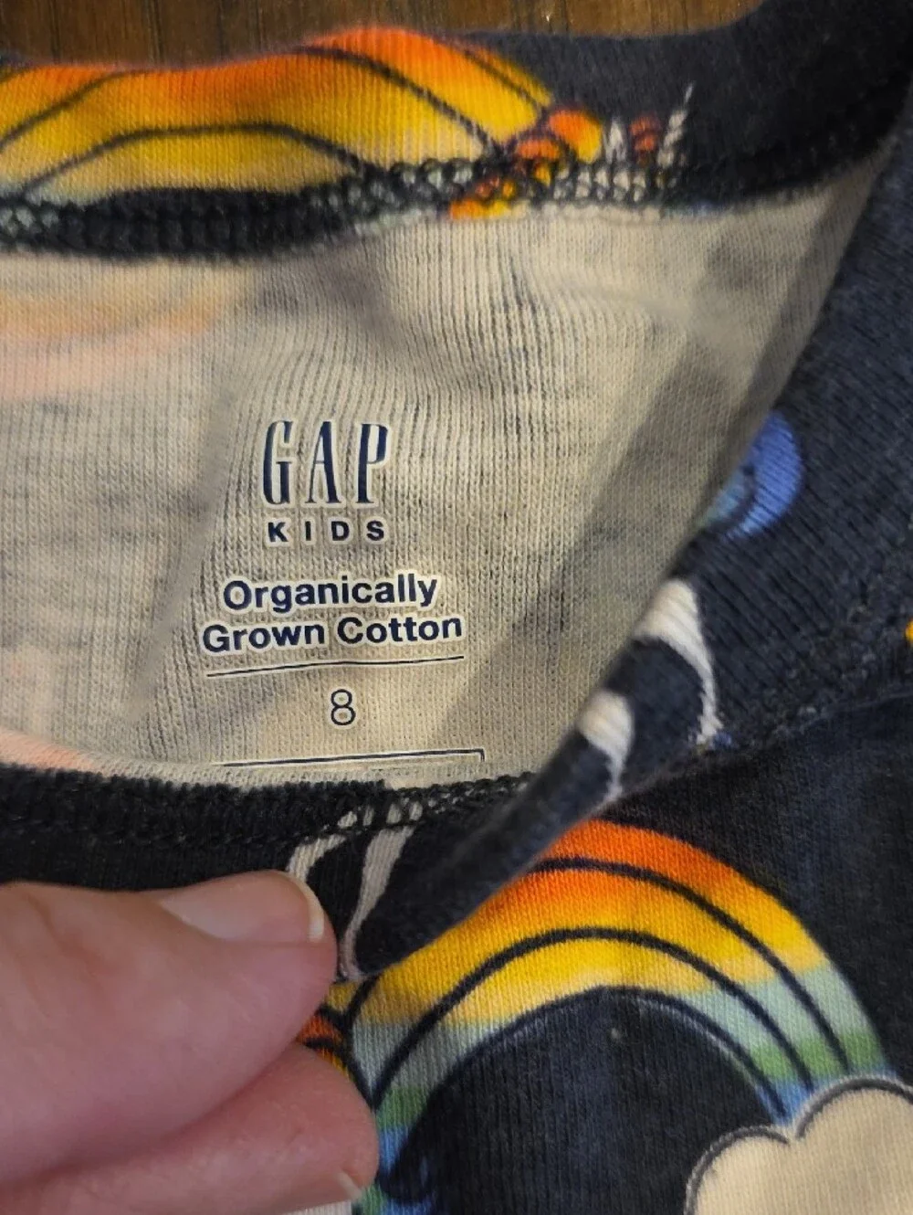 GAP Organically Grown Cotton Navy Unicorn & Rainbow Kids Pajama Set Size 8